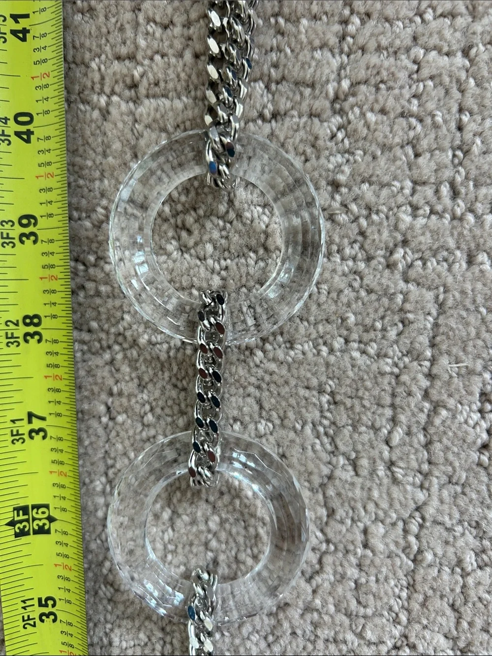 Suzi Roher Clear Ring-Link Acrylic Belt with Silver Hardware